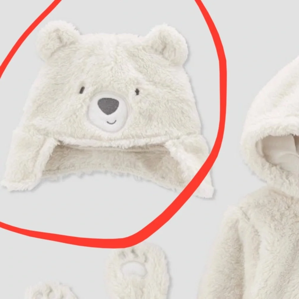 Carter's Just One You‹ Baby Bear Faux Fur Jacket and gloves set- Cream 3-6M